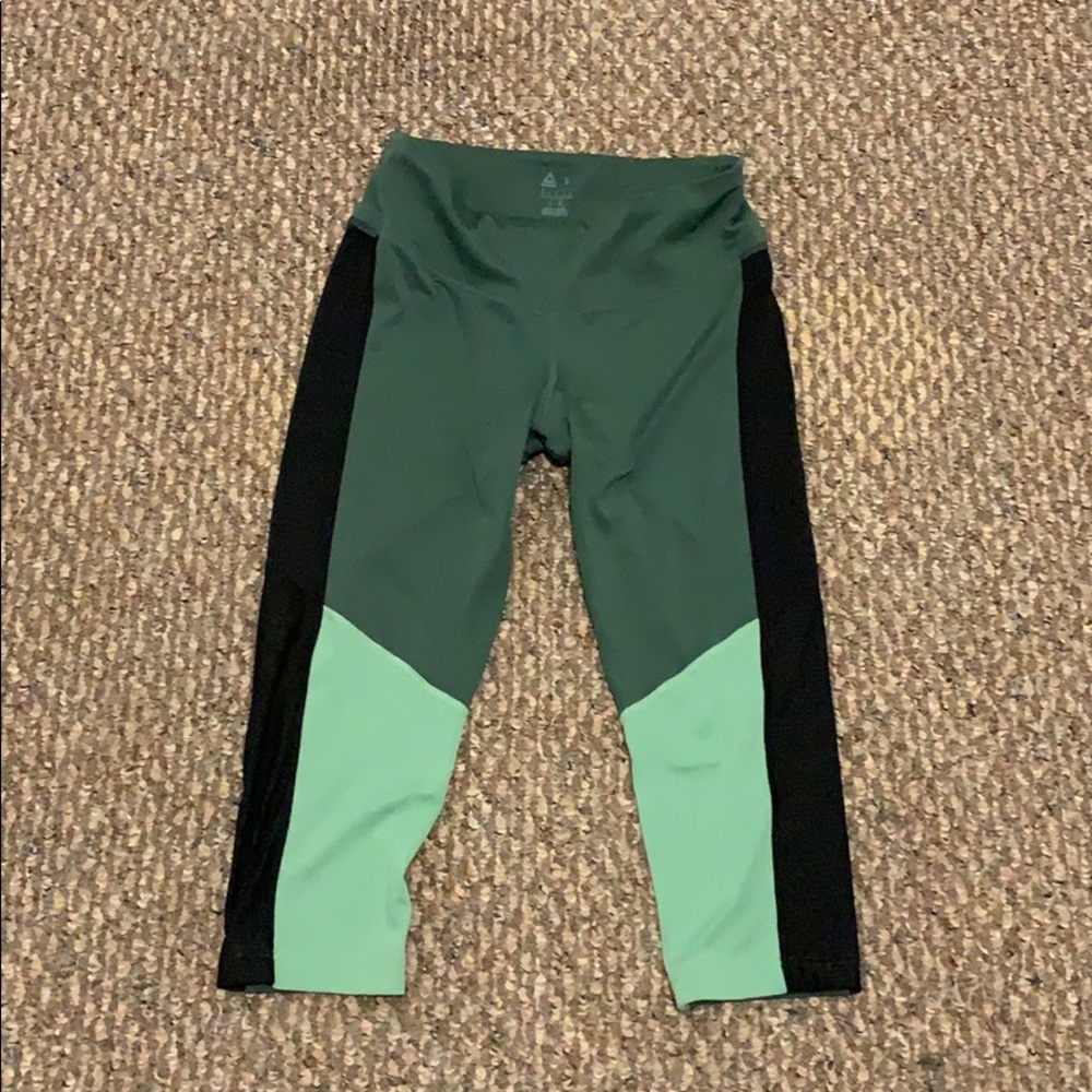 Reebok green and black capri leggings